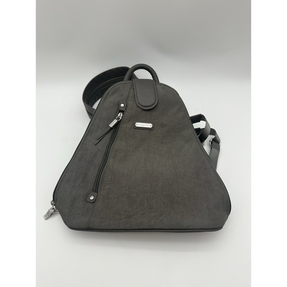 Baggallini Metro Backpack Gray Sleek Minimalist Travel Bag With Pockets - Picture 1 of 6